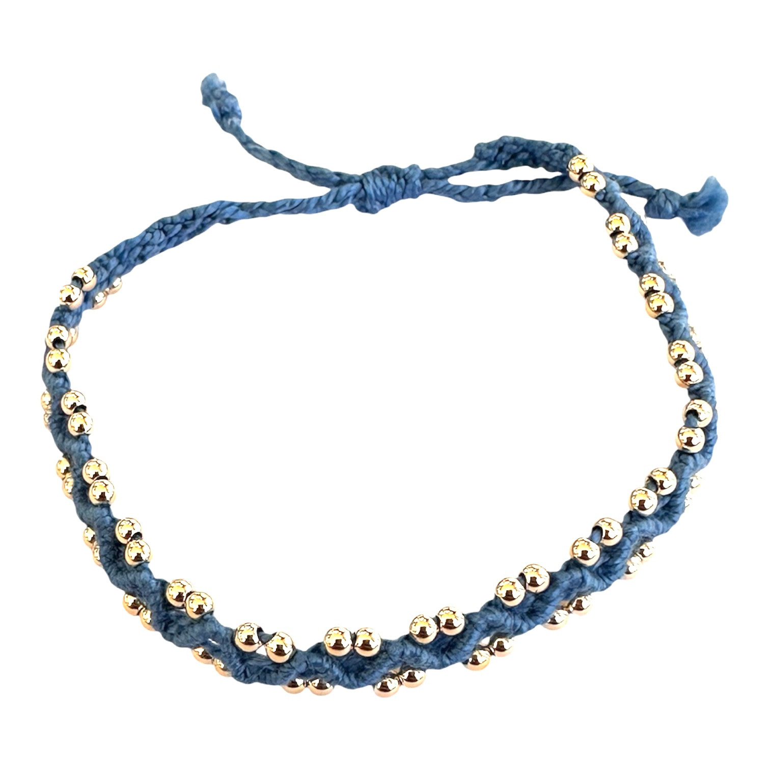 Makramee Armband blau/gold