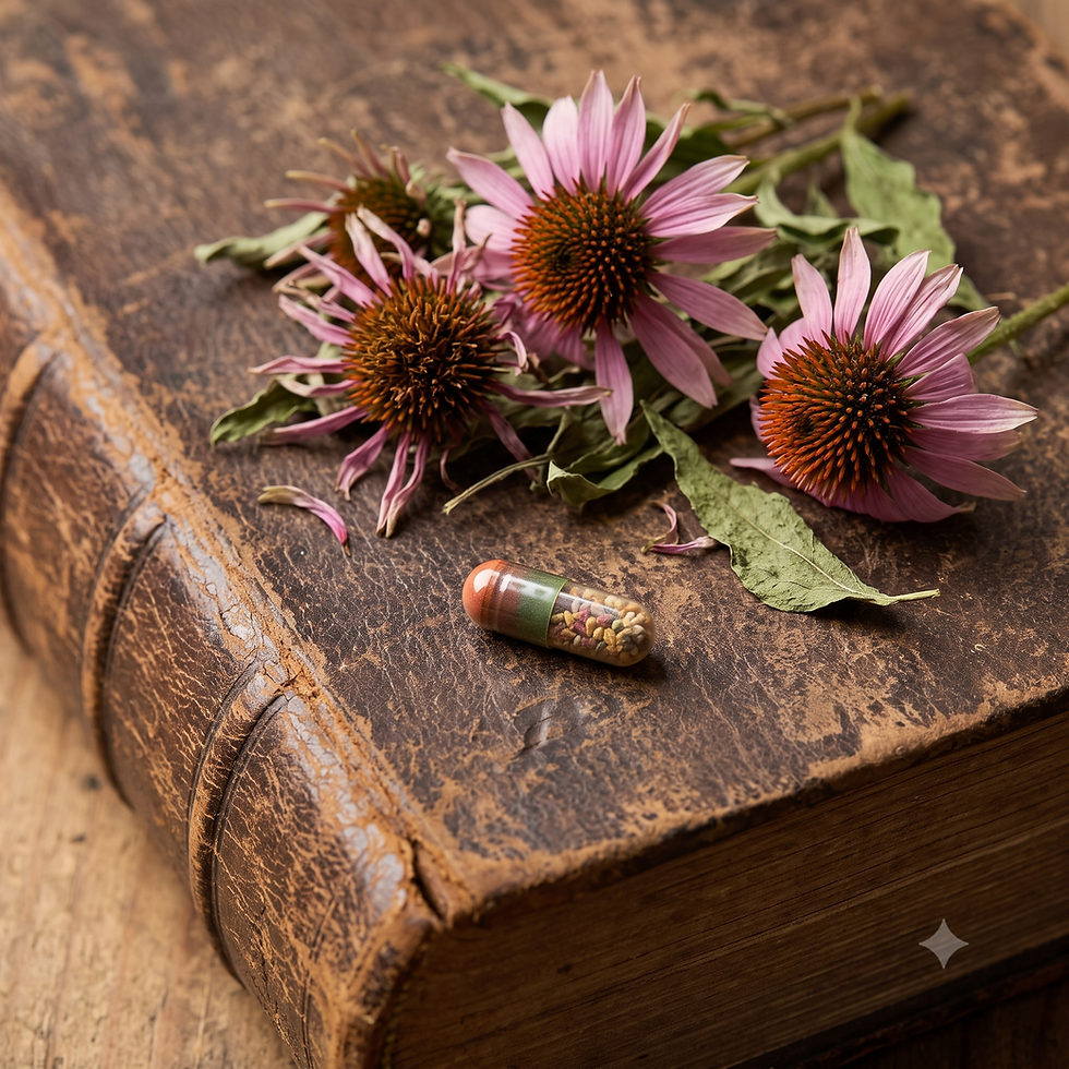 Echinacea-Blüten und Kapsel Ihrer Ernährungsberaterin