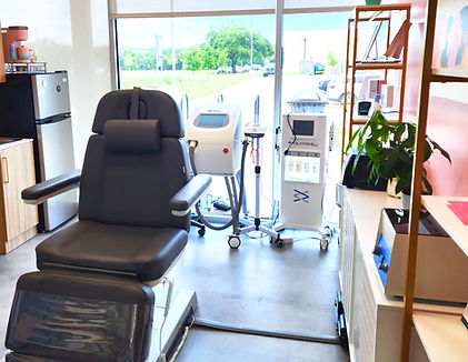 office photo with chair at Damn Girl! Aesthetics San Antonio TX