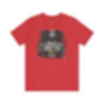 Thumbnail: Flat Red TShirt Front Fierce Female Woman Powerful Locs Extravert Attitude Strong Confident Stare Unintimidated unafraid Bold