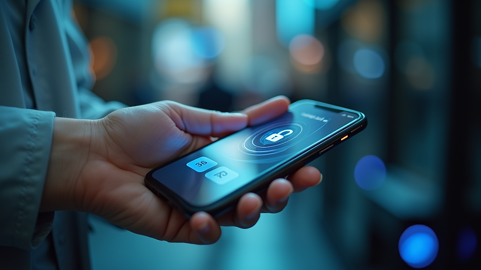 Close-up view of a digital banking app displaying security features