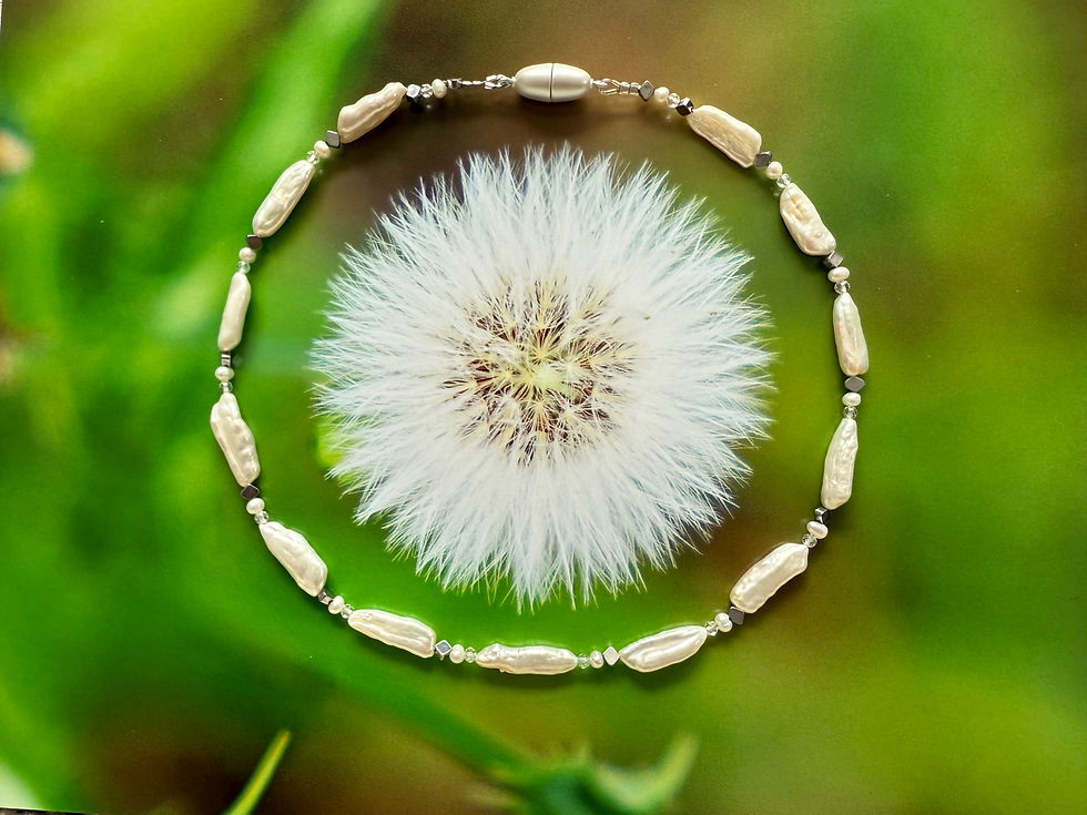 Miniaturbild: Süßwasserperlen-Kette mit Topas und Haematit