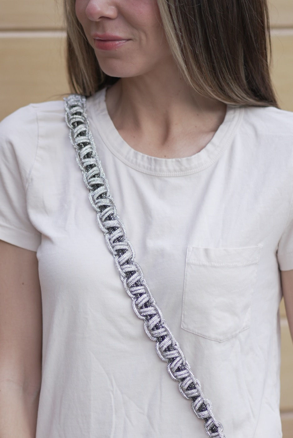 he blended crossbody - link weave - gunmetal / crystal