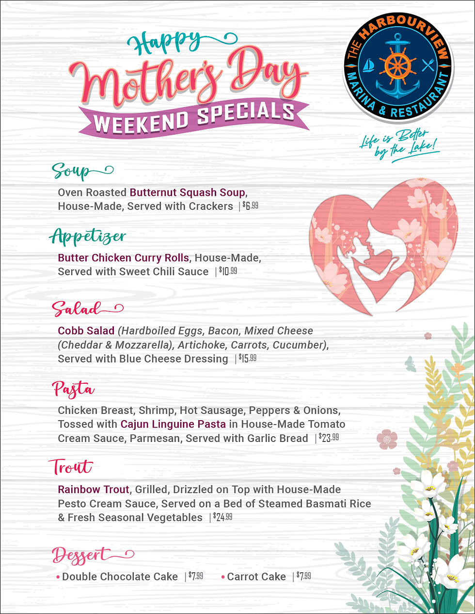 Happy Mother’s Day Weekend Specials