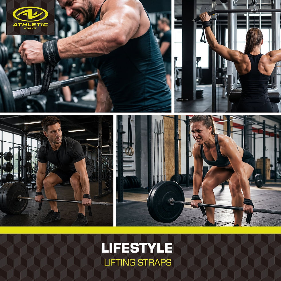 Thumbnail: Athletic Works Non-Slip Lifting Straps with Latex Grip & Wrist Padding, 1 Pair