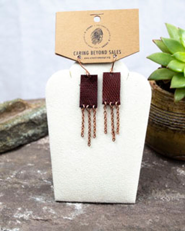 Copper/Leather Earrings