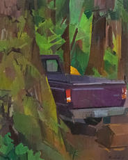 DougFirTruck_MoraCampground_2021_OilonPaperonPanel_20x16.jpg