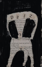 Blind contour collaged bistro chair drawing by Mara Wagner