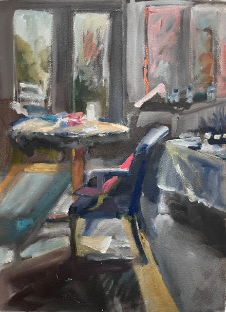 Painting studio in oil