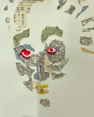 collage art with maps