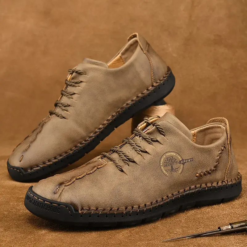 Handmade Leather Casual Shoes for Men 5 Color Comfortable Soft Men Loafers Mocca