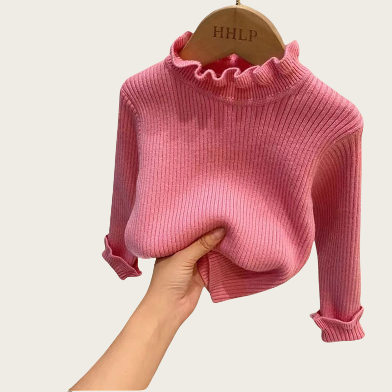 Thumbnail: Children's Sweaters Base Tops 1-6Y 2024 Autumn Solid High Elastic Girl's Knit Pu