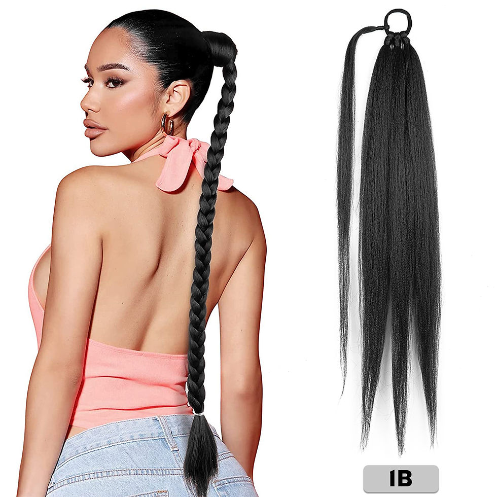 Thumbnail: Synthetic Ponytail Extensions Long Braided Ponytail With Hair Tie Yaki Straight 