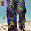 Thumbnail: Mens Vibrant Patterned Yoga Trousers - Fashionable Drawstring Wide Leg Pants for