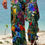 Thumbnail: Mens Vibrant Patterned Yoga Trousers - Fashionable Drawstring Wide Leg Pants for