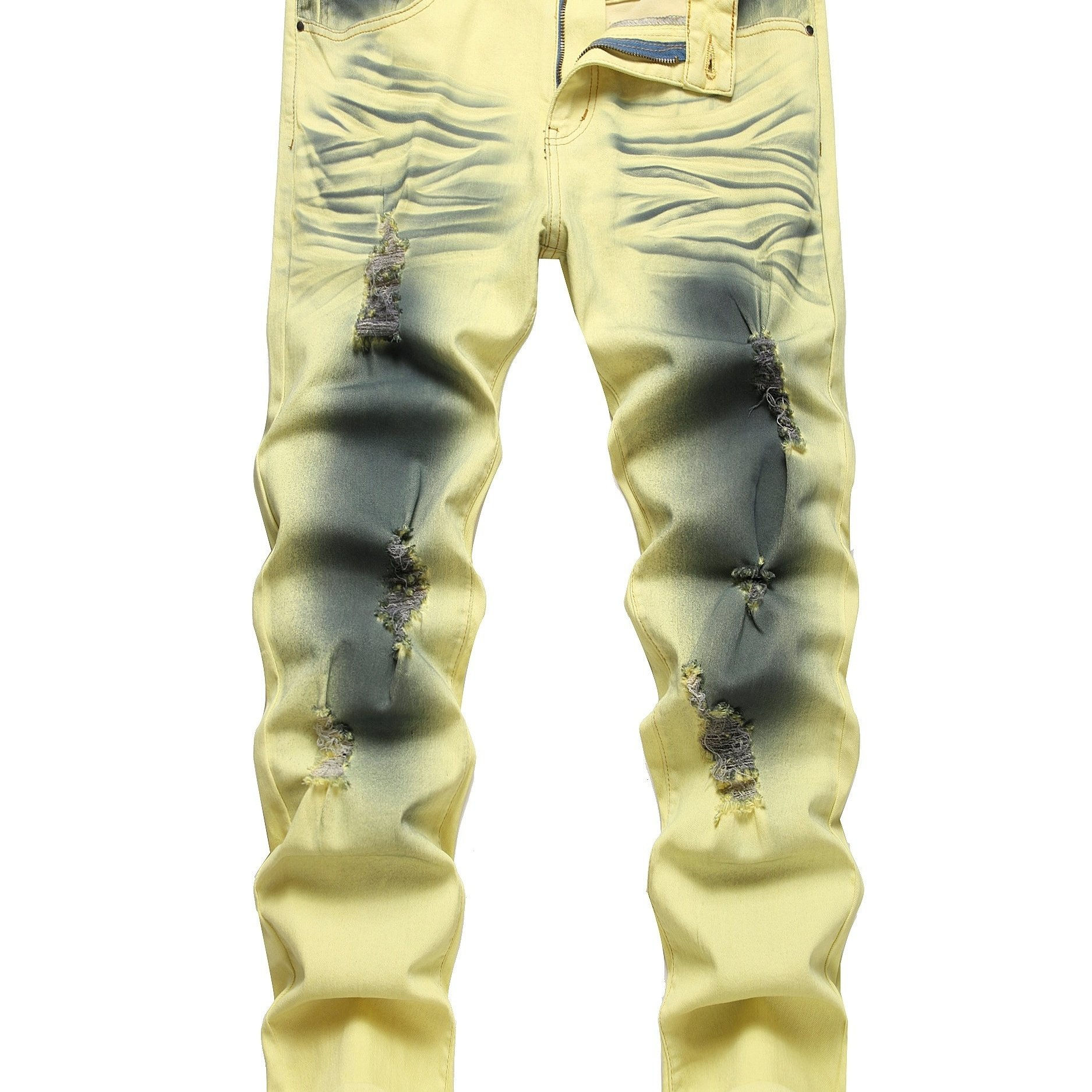 Wild Ripped Skinny Fit Jeans for Men - Stretchy, Purple and Black Bottom, Comfor