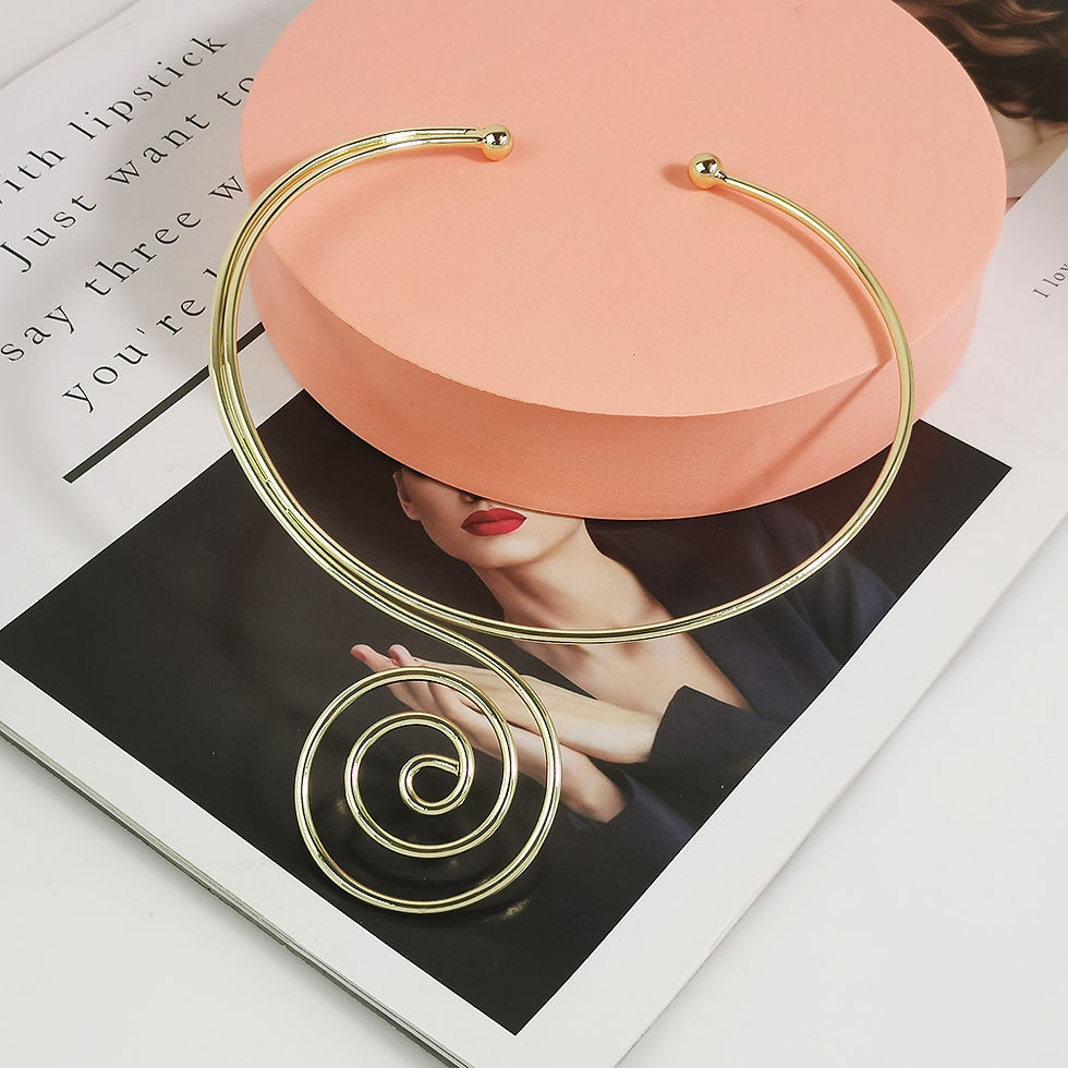 Thumbnail: Fashion Spiral Shape Metal Torques Chokers Necklaces For Women Statement Jewelry