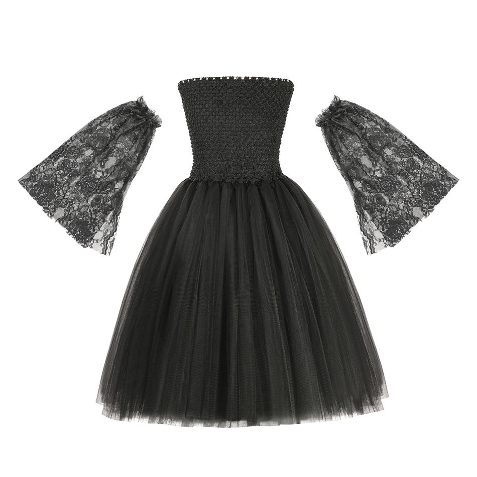 Thumbnail: Maleficent Dark Queen Halloween Witch Girl Costume Deluxe Black Glam Vestidos Pa