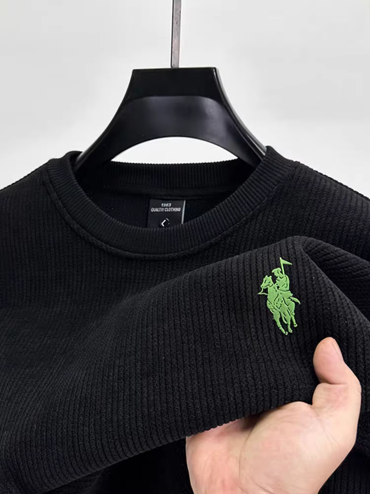 Thumbnail: Luxury brand round neck sweater men's autumn winter fashion custom pony embroide