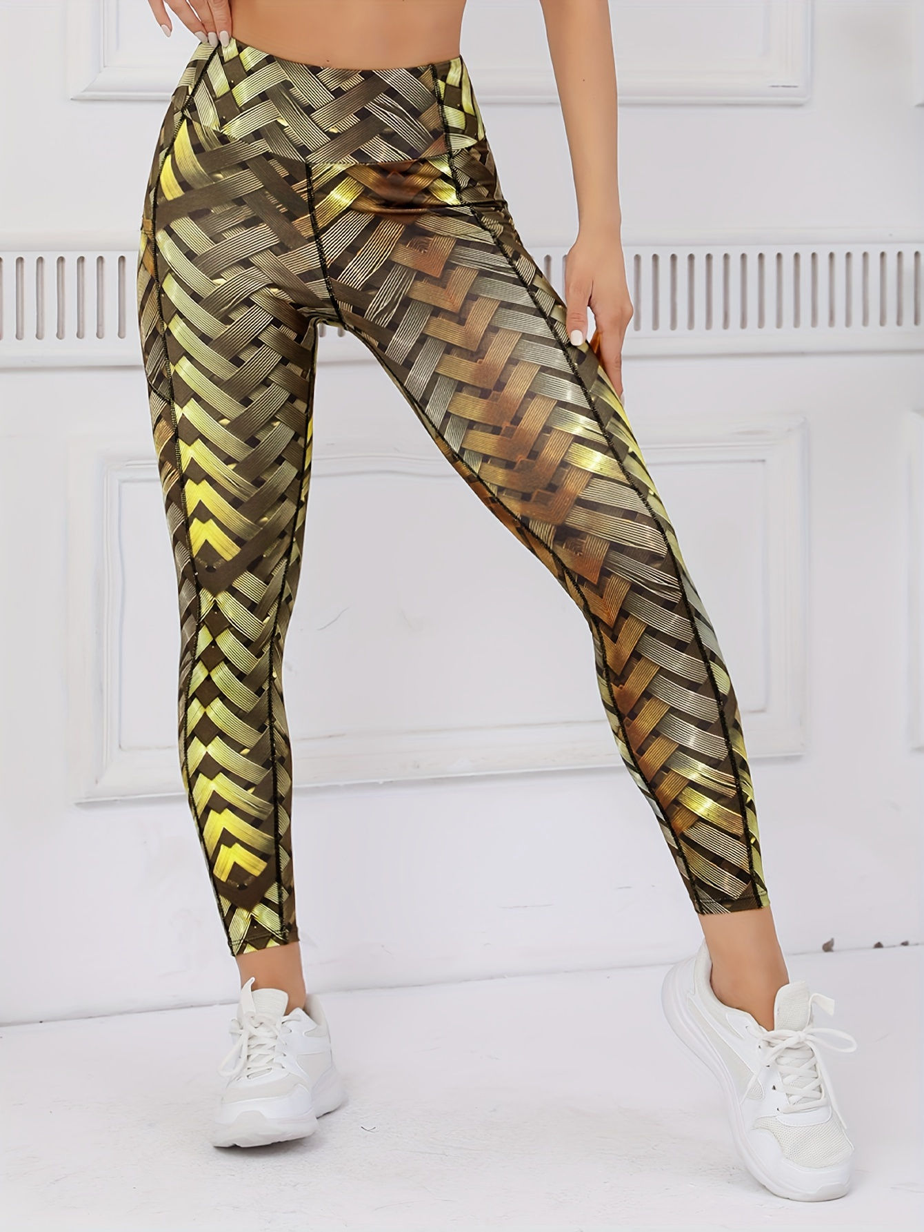 Women's Yoga Leggings - High Elasticity, Knit Fabric, Casual Style, Long Length,