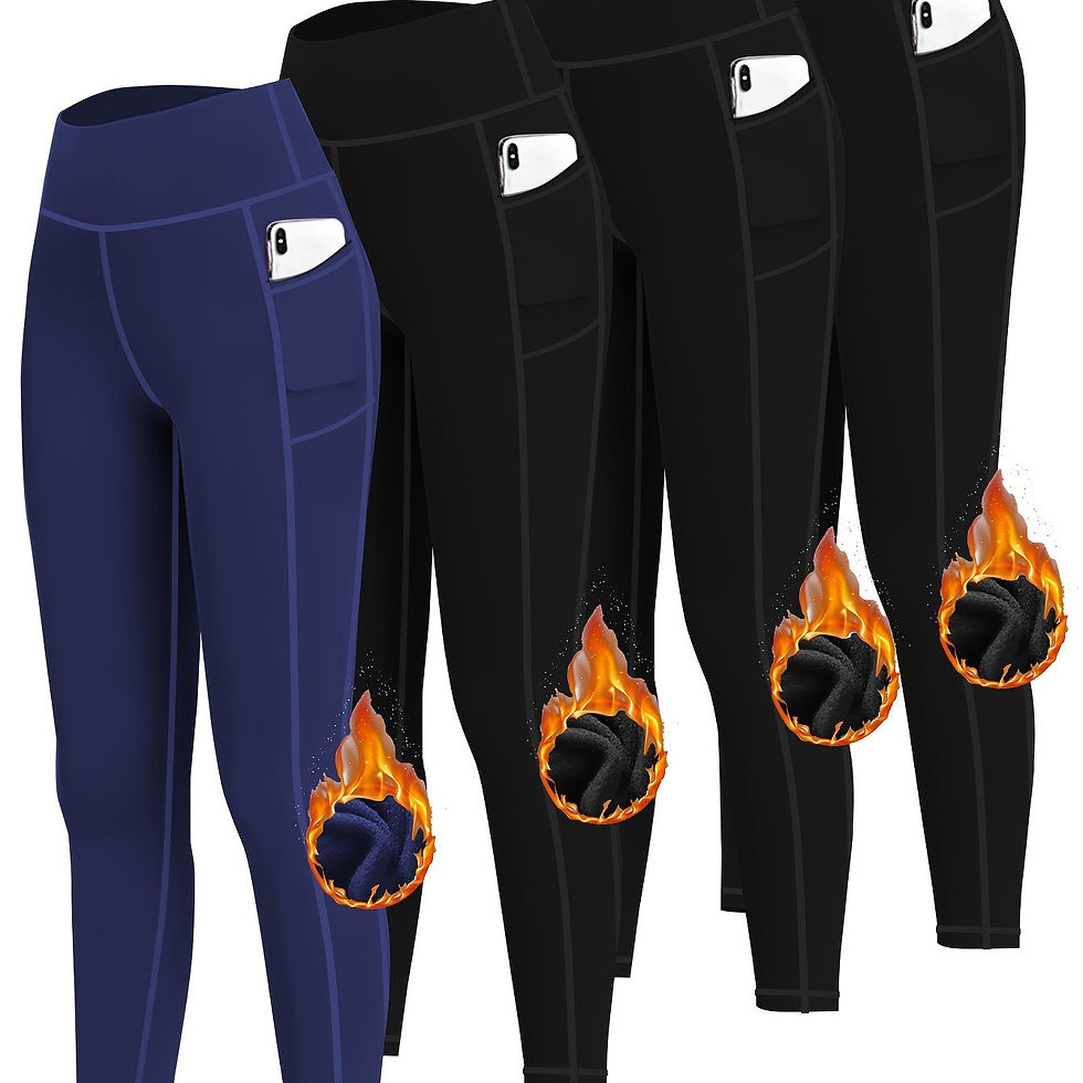 Thumbnail: 4pcs Women'S High-Waist Compression Leggings with Pockets, Polyester & Spandex B