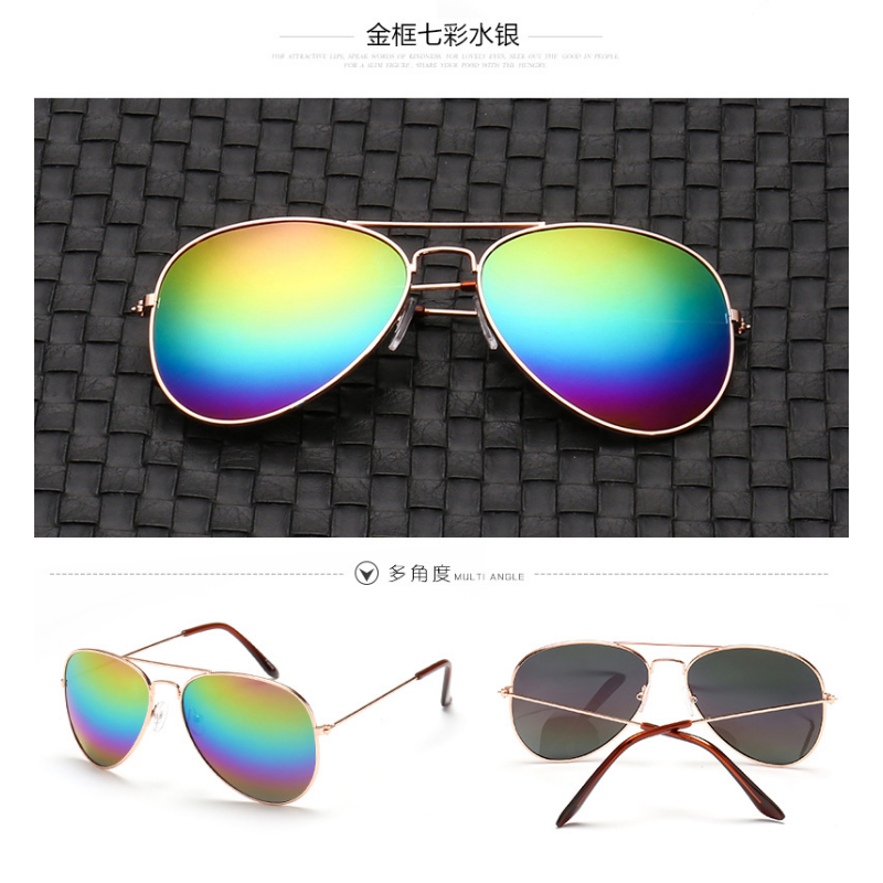 Thumbnail: New Vintage Brand Double Bridge Aviation Sunglasse Female Male Alloy Frame Polit