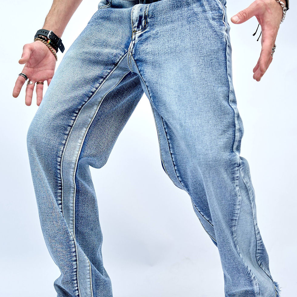 Men's Stylish Loose-Fit Patchwork Denim Jeans - Hip Hop Inspired, Casual Straigh