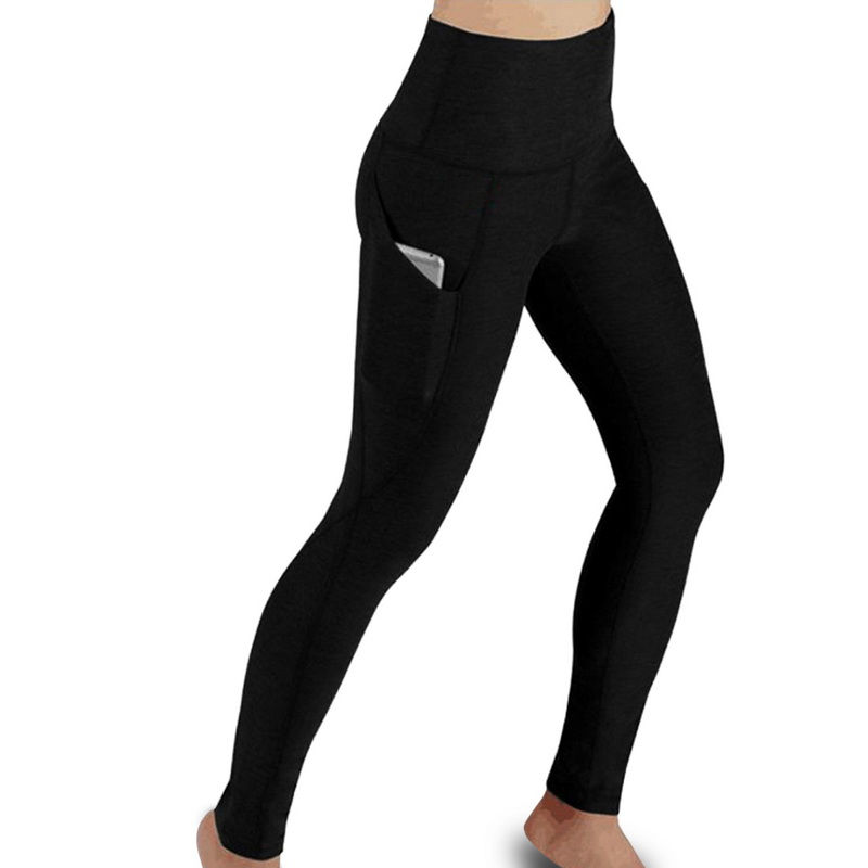 Thumbnail: Winter High Waist Elastic Women Yoga Pants Solid Color Pockets Butt Lift Legging