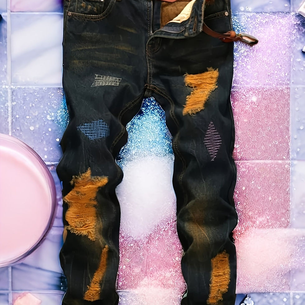 European And American Style Ripped Old Straight Leg Men's Jeans Retro Hipster Pa