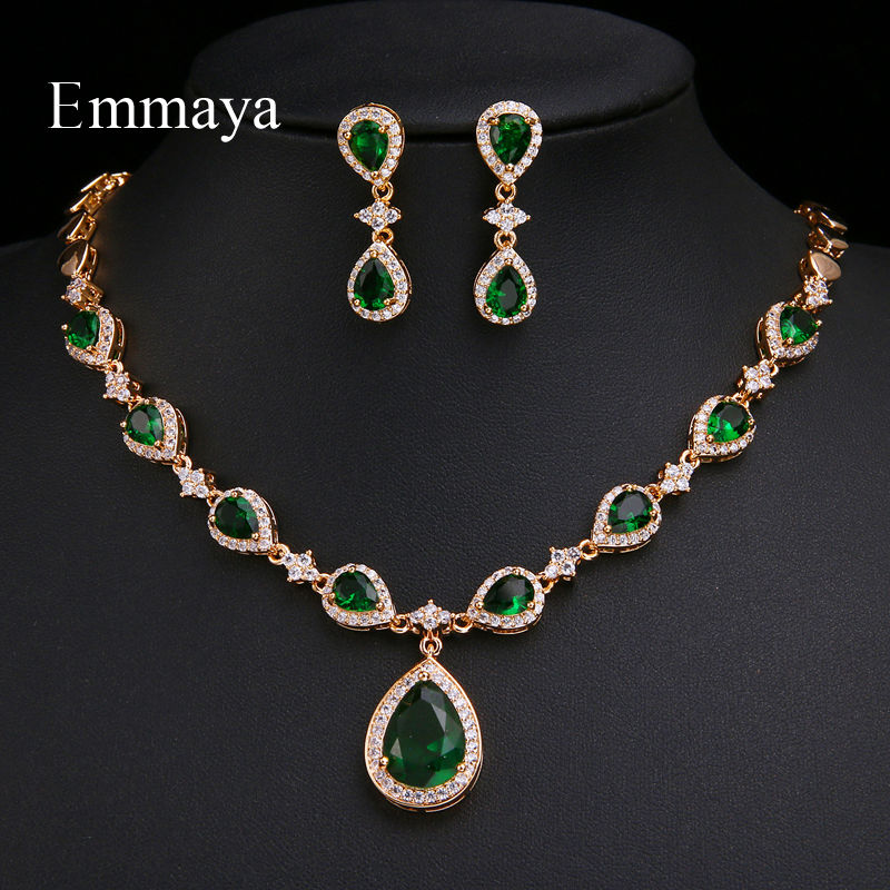Emmaya New Arrival Green Waterdrop Appearance Zirconia Charming Costume Accessor