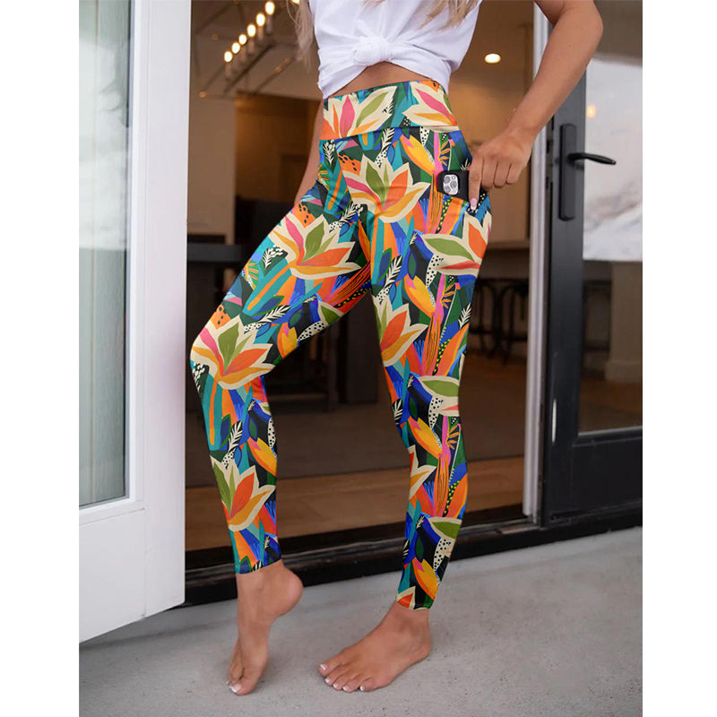 Thumbnail: LETSFIND Hot Sale Women Pockert Elastic Pants Fashion New High Waist 3D Digital 