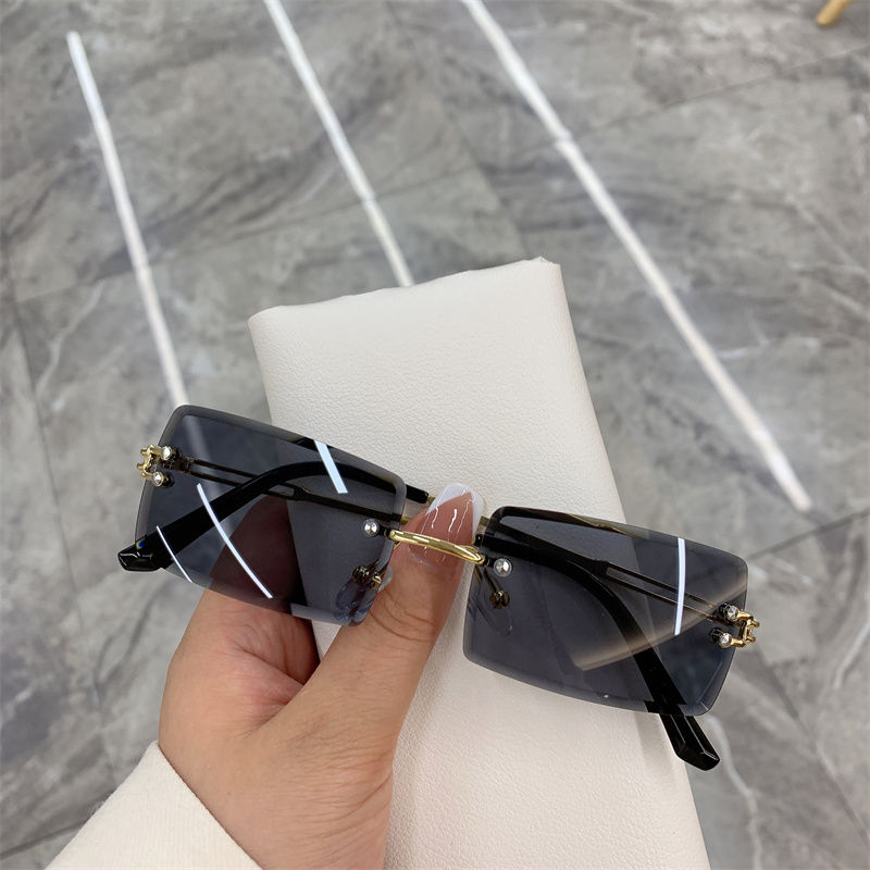 Thumbnail: 2023 Fashion Rectangle Rimless Sunglasses Square Vintage Glasses Luxury Design U