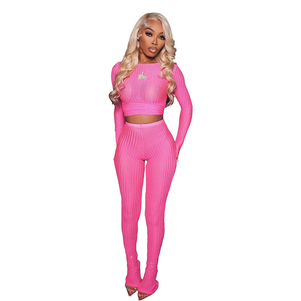 Thumbnail: 2024 Sexy Solid See Through Hollow Out Slim 2 Piece Set Women Long Sleeve Round 