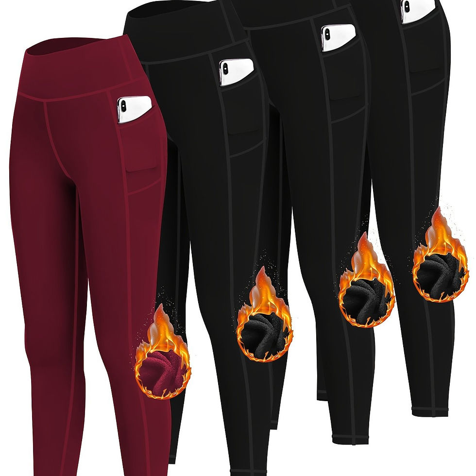 Thumbnail: 4pcs Women'S High-Waist Compression Leggings with Pockets, Polyester & Spandex B