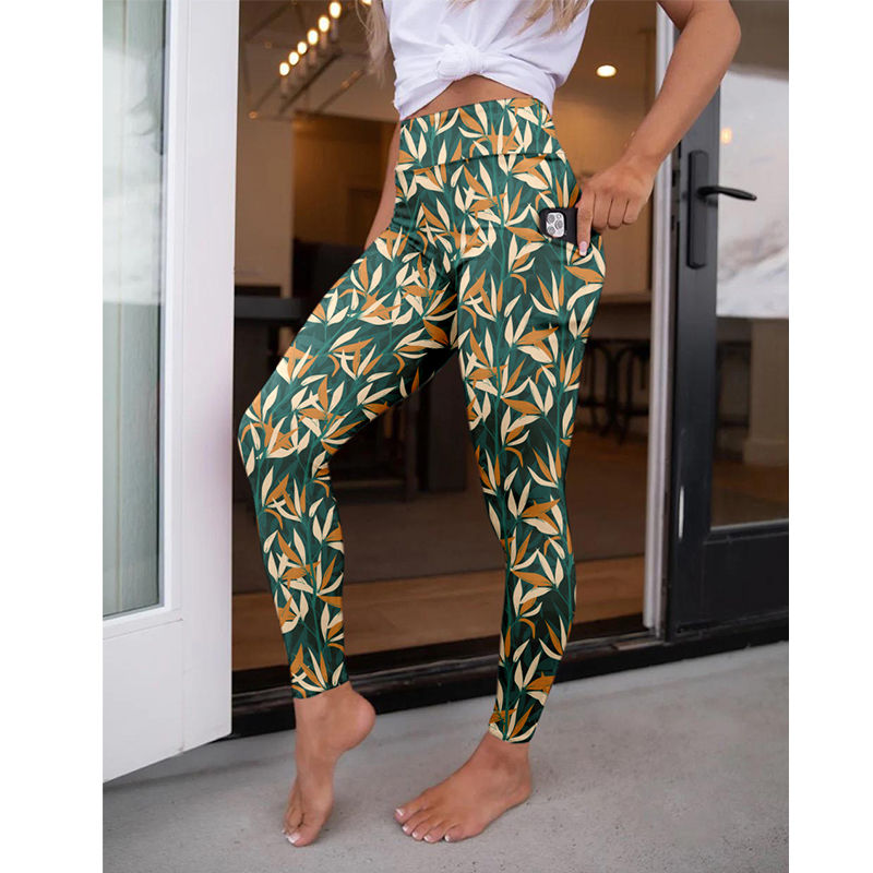 Thumbnail: LETSFIND Hot Sale Women Pockert Elastic Pants Fashion New High Waist 3D Digital 