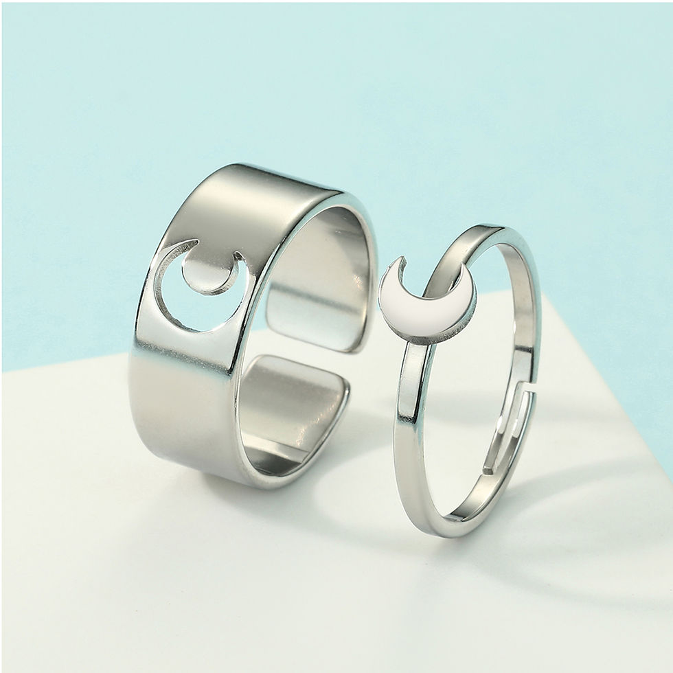 Todorova Moon Couple Set Promise Stainless Steel Celestial Rings For Men Women A
