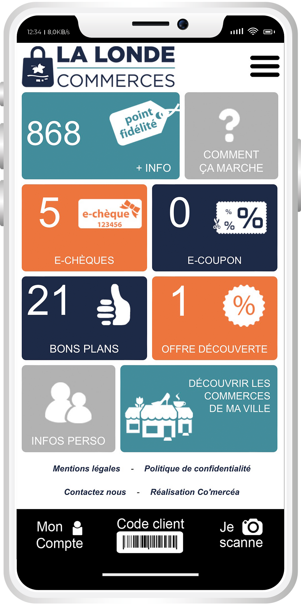Application et plateforme numérique "La Londe Commerces" - Carte fidélité, carte cadeau, bons plans, offres personnalisées, annuaire géolocalisé, tous vos commerces en un clic