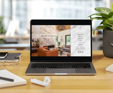 Bieze Design website displayed on a laptop screen