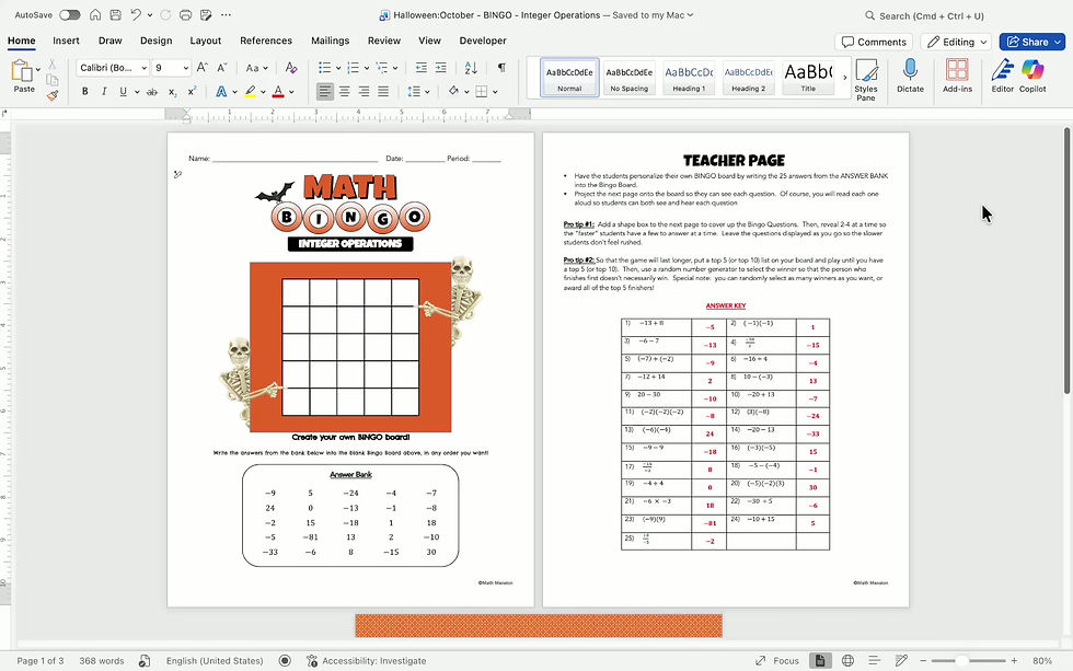 Thumbnail: Integer Operations | Bingo Review Game