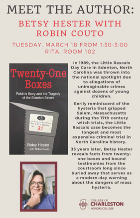Betsy Hester author event for Twenty-One Boxes book.