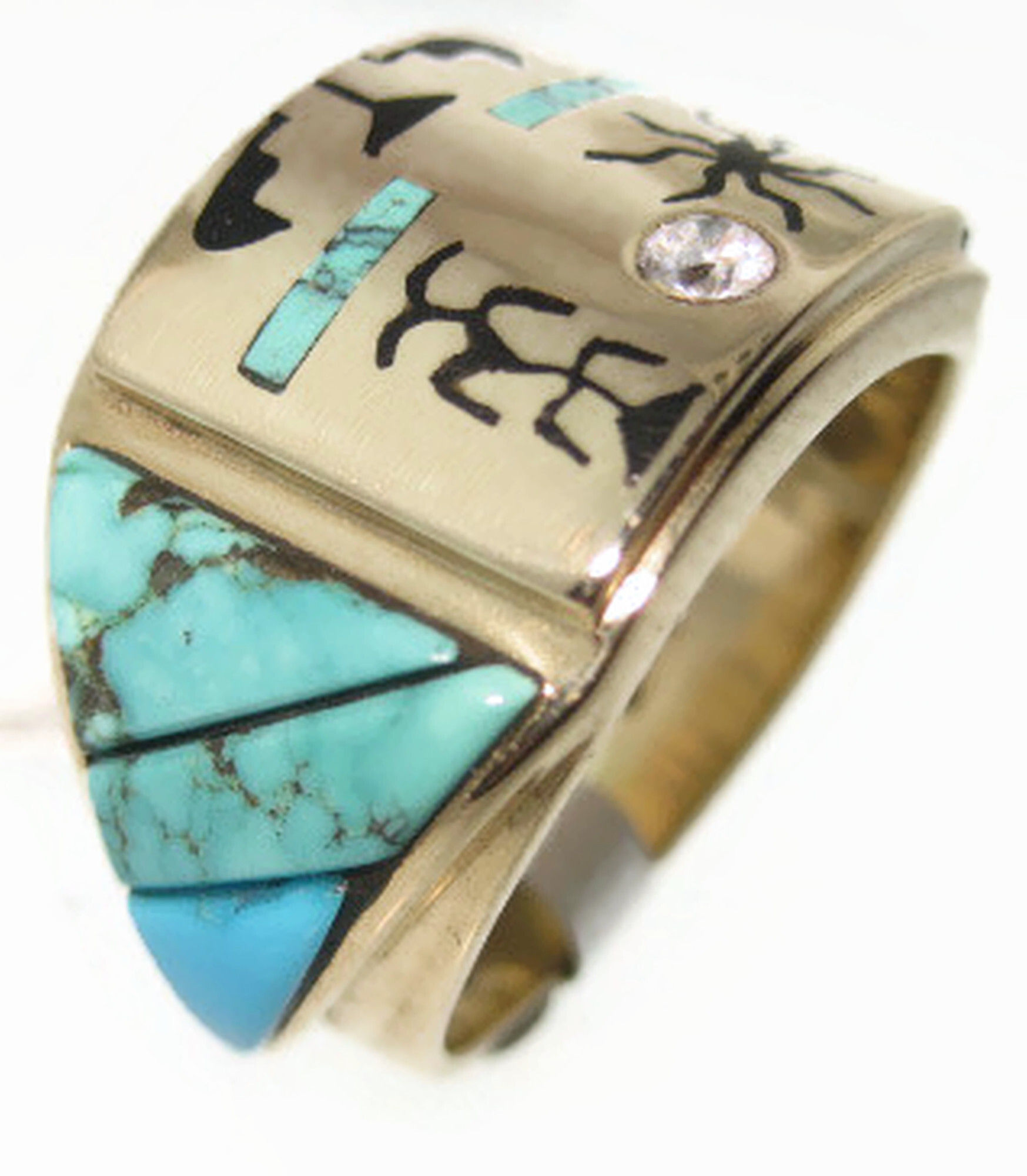 3. 16mm Mask Ring 14k Gold Inlayed