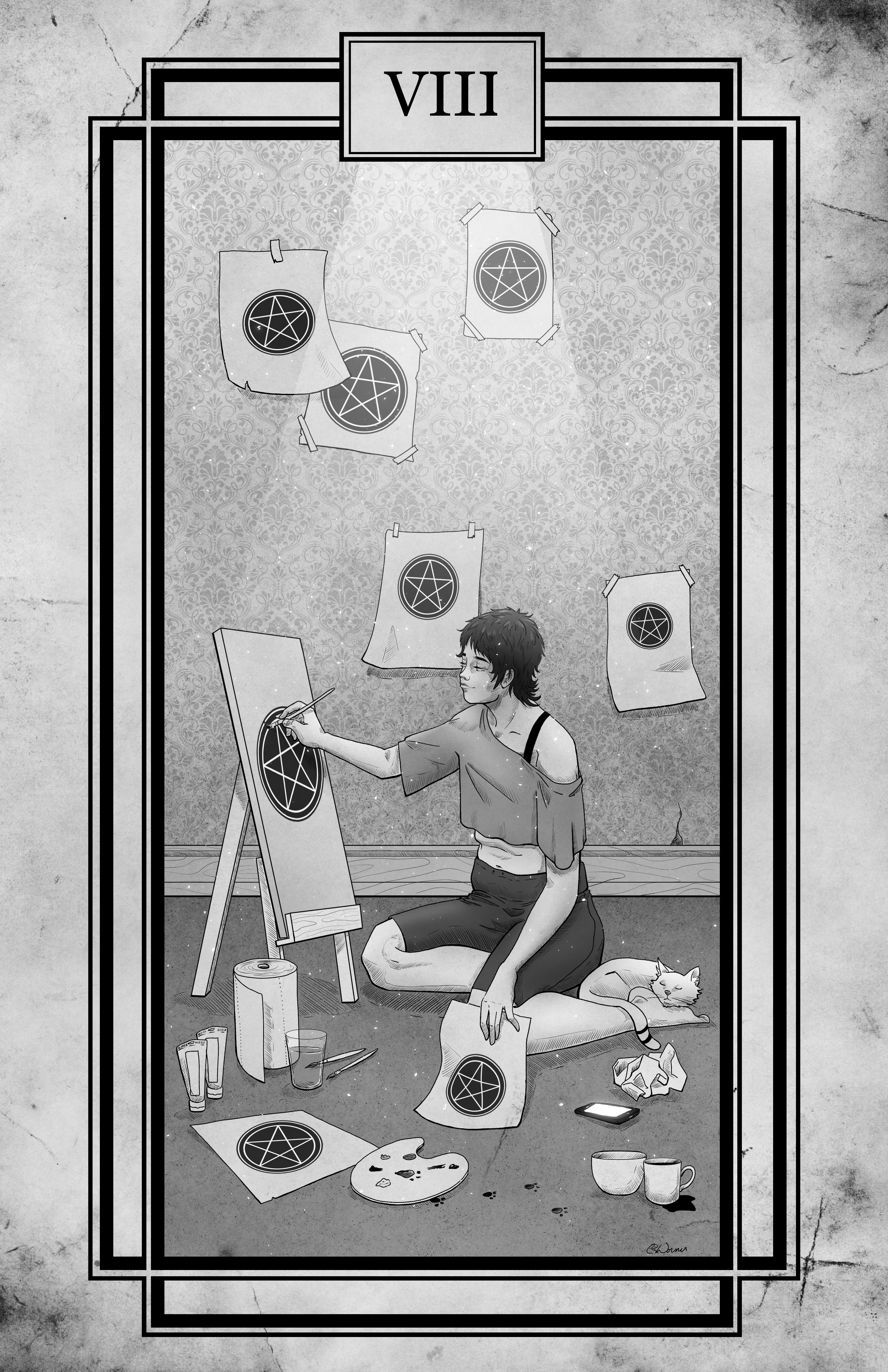 Tarot - Eight of Pentacles - 11x17 print