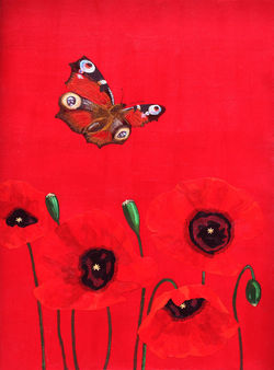 Flowers & Butterflies Red