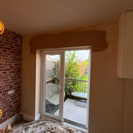 Plastering above patio doors following lintel replacement