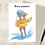Thumbnail: bedlington terrier dog on the beach with swimming hat, goggles, rubber ring, fun and quirky greeting card