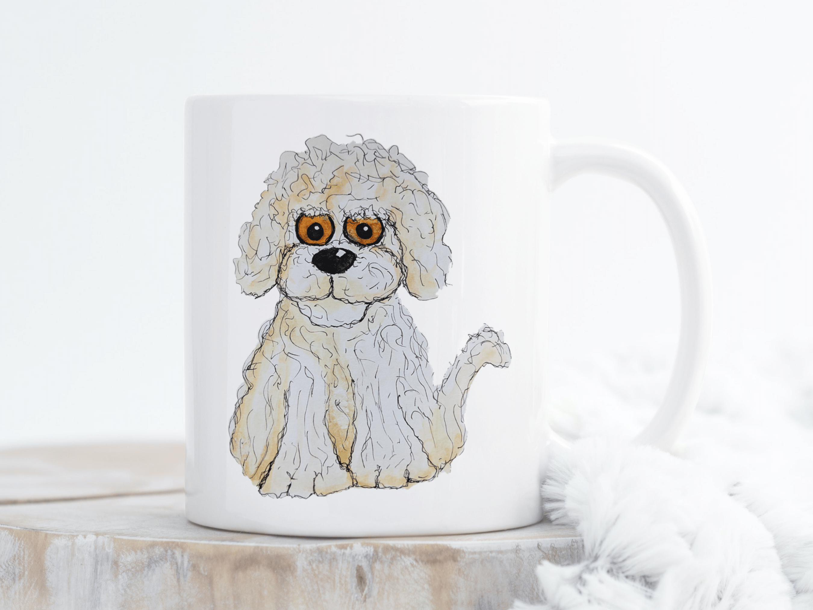 bichon frise personalised mug and coaster set