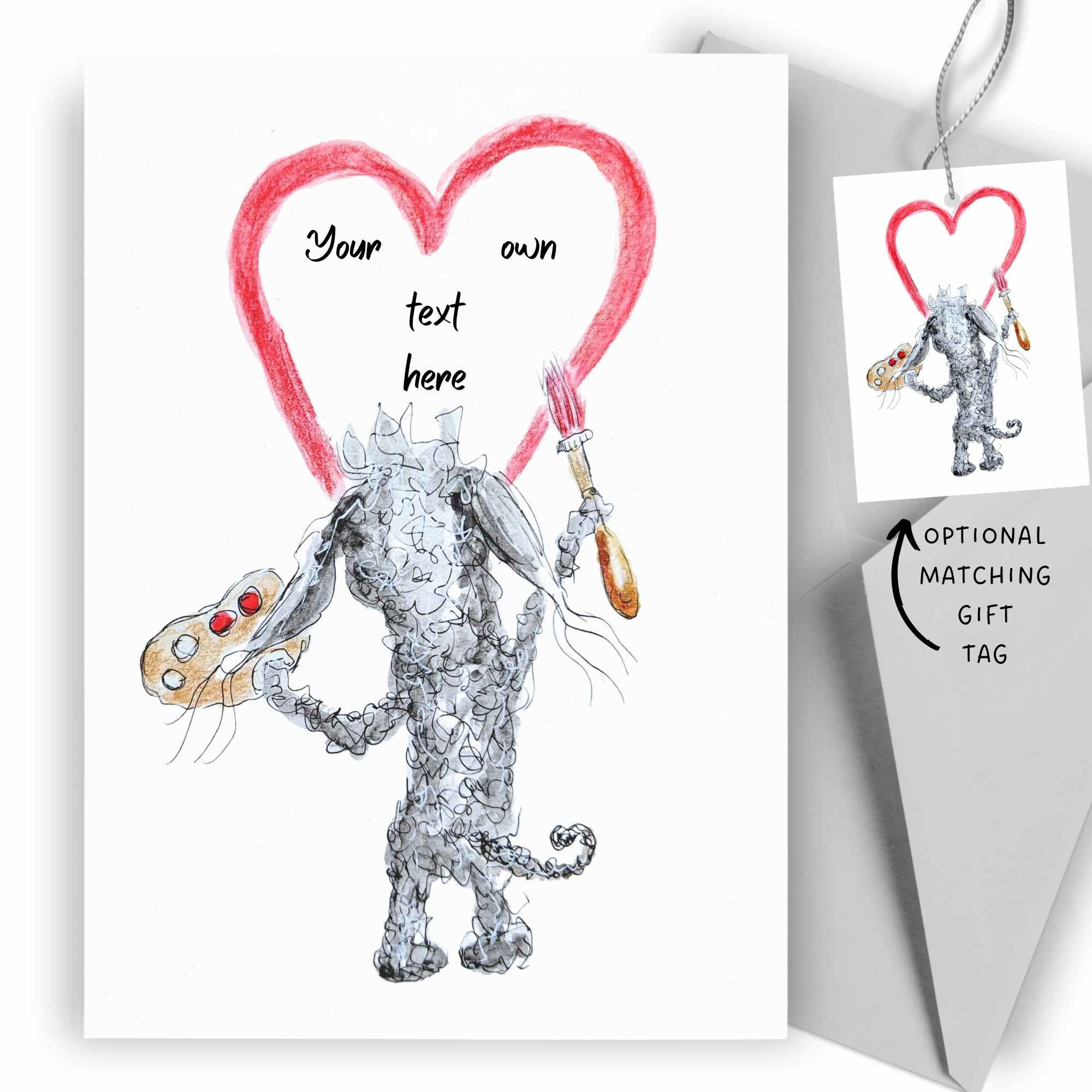 Personalised Dog Painting A Heart Card