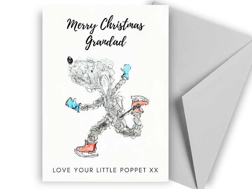 Thumbnail: personalised grey dog ice skating christmas card