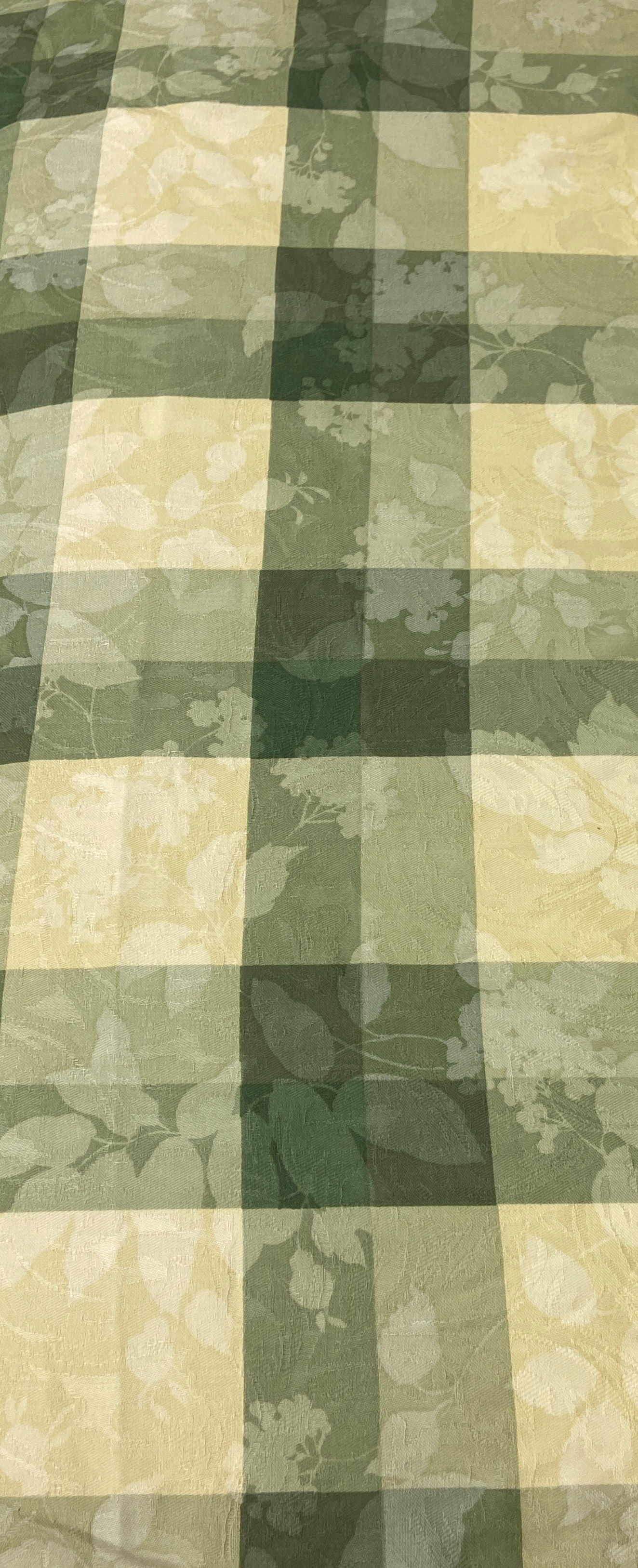 Green and Yellow Paid Embroidered Linen 