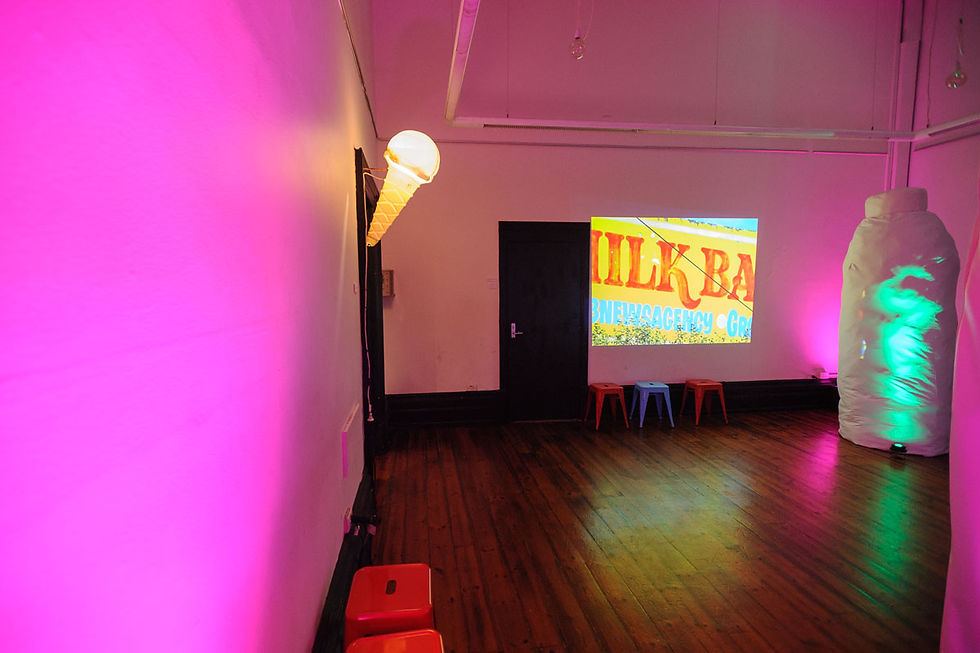 Projections, sculptures and photos